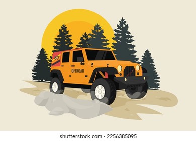 vector flat design off-road jeep illustration