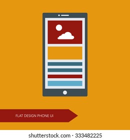 Vector flat design phone icon with content
