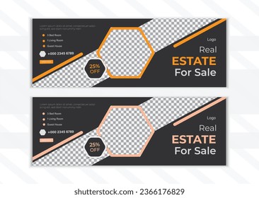 vector flat design real estate project facebook cover design template whit 2colors