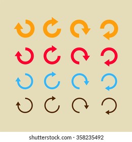 Vector flat design refresh arrows icon collection