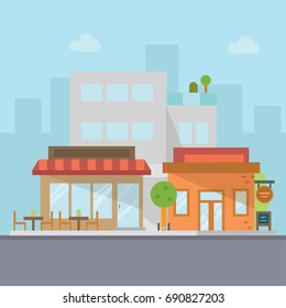 Vector flat design restaurant scene