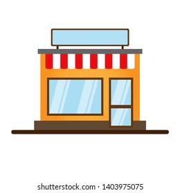 vector flat design restaurants and shops facade icons.Includes shop,newspaper,coffee shop,ice cream shop, flower shop,vegetable store,Laundry, barber,shoe repair, pharmacy,boutique,toy store.