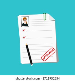 Vector flat design resume for job recruitment.