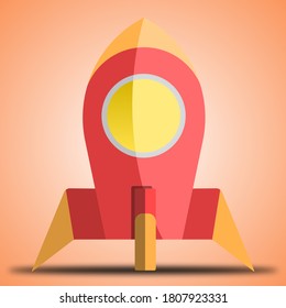 Vector Flat Design Rocket Launch.