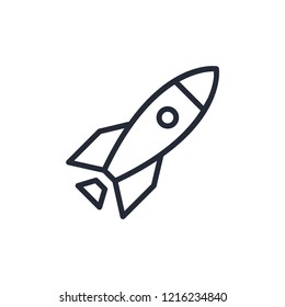 vector flat design rocket launching from the ground start up icon | black isolated pictogram illustration on white background