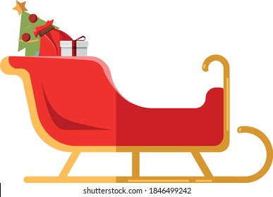 Vector flat design Santa's Sleigh. Vector illustration