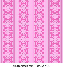 Vector flat design of seamless beautiful pink bones, squares with vertical lines are repeating on pink background pattern design for decorating, fabric,wrapping, textile,wallpaper,apparel,tile,mosaic