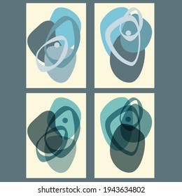 Vector flat design set : abstract simple free forms in blue and gray colors.Minimalism.  Elements for design card, poster, flyer, invitation, label, print.