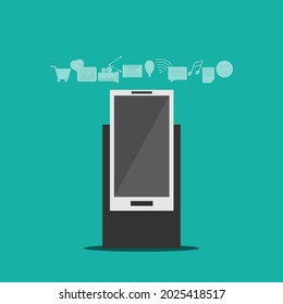 diseño plano vectorial, medios sociales, redes sociales, trabajo en teléfono, marketing en línea, smartphone