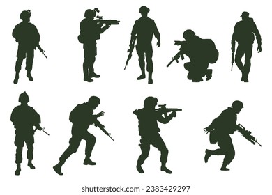vector Flat design soldier silhouette