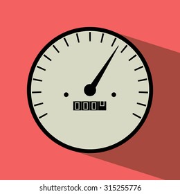 Vector flat design of speedometer gauges with shadow