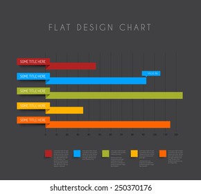 Vector flat design statistics column horizontal graphs - dark version