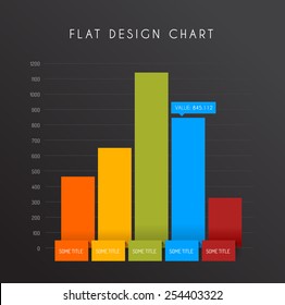 Vector flat design statistics vertical column graphs - dark version