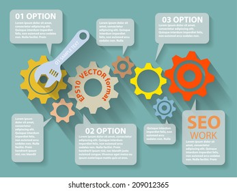 Vector Flat Design style illustration of website analytics search information concept