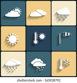 Vector flat design style weather icons set