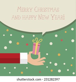 Vector flat design stylized hand holding gift