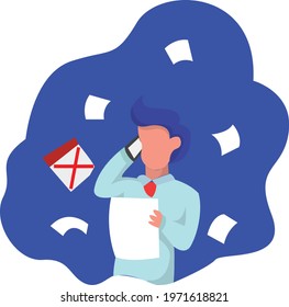 a vector or flat design that tells about the busyness of an office or business employee who works day and night to pursue the target of his company