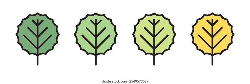 Vector Flat Design Tree Icon Set In Multiple Color