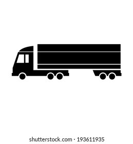 vector flat design truck transportation icon black isolated on white background