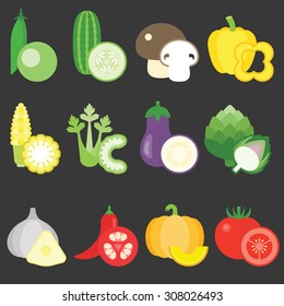 Vector Flat Design Vegetables icons set 2