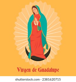 diseño plano vectorial ilustración de Virgen de Guadalupe