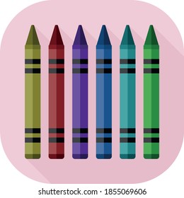 Vector Flat Design Wax Crayons. Vector illustration