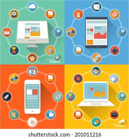 Sitio web de diseño plano vectorial ui y plantilla de concepto de infografía.