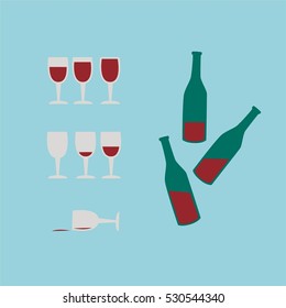 Vector flat design wine bottle
