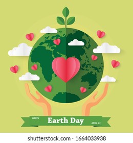 a vector flat design of World Earth Day greeting card 