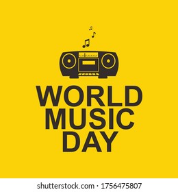 
vector flat design world music day rounded poster illustration, happy world music day selebration, perfect for poster and pamvlet