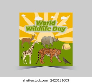 vector flat design world wildlife day