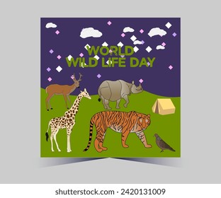 vector flat design world wildlife day