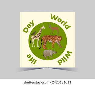 vector flat design world wildlife day