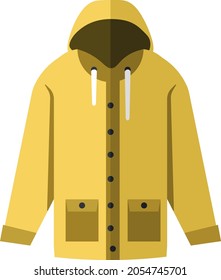 Vector Flat Design Yellow Raincoat. Vector illustration