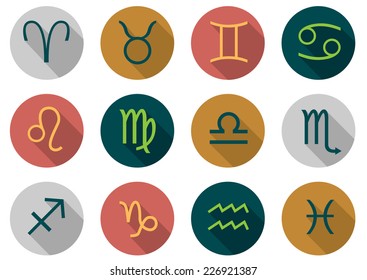 vector flat design zodiac signs on the white