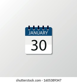 Vector flat dezign daily calendar icon. Day , month , 30 January