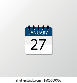 Vector flat dezign daily calendar icon. Day , month , 27 January