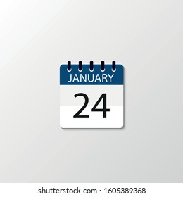 Vector flat dezign daily calendar icon. Day , month , 24 January