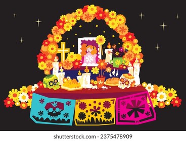 Vector flat dia de muertos celebration background