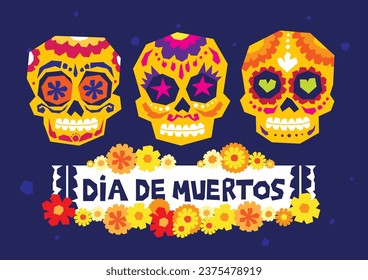 Vector flat dia de muertos celebration background