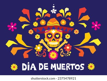 Vector flat dia de muertos celebration background