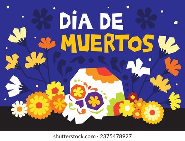 Vector flat dia de muertos celebration background