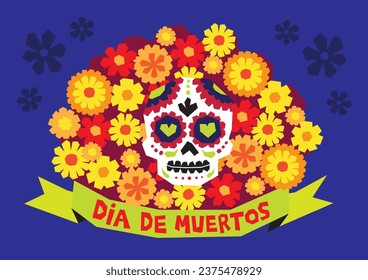 Vector flat dia de muertos celebration background