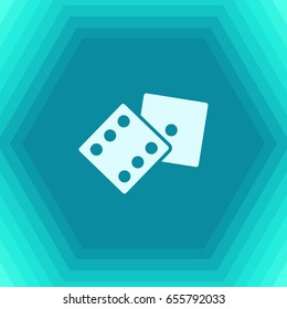Vector flat dice icon on hexagonal background 