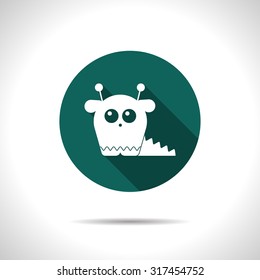 Vector flat dinosaur monster icon on color circle 