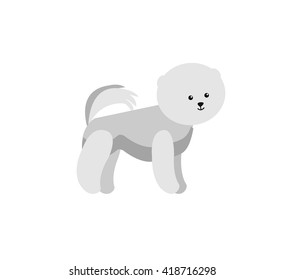 Vector flat dog. Vector detailed dog Isolated on white