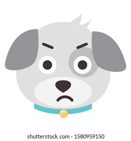 Vector flat dog emoji. Gray dog ​​vector.
