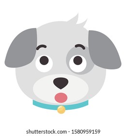 Vector flat dog emoji. Gray dog ​​vector.