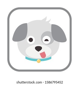 Vector flat dog emoji. Gray dog ​​vector.