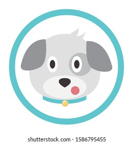 Vector flat dog emoji. Gray dog ​​vector.